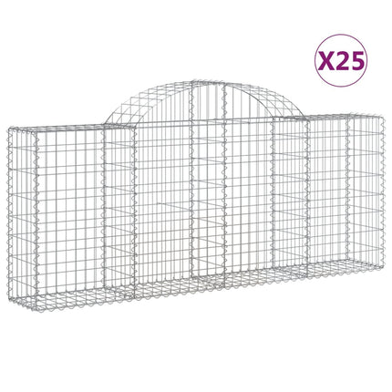 Gabioner bågformade 25 st 200x30x80/100 cm galvaniserat järn