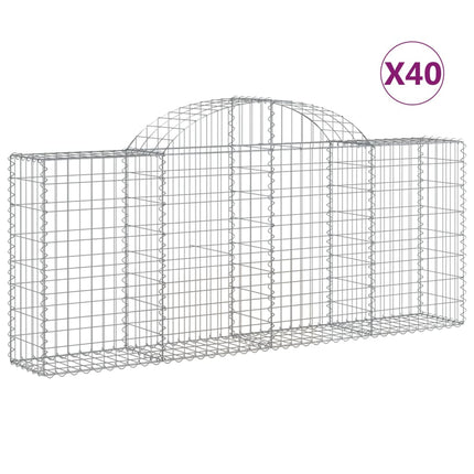 Gabioner bågformade 40 st 200x30x80/100 cm galvaniserat järn