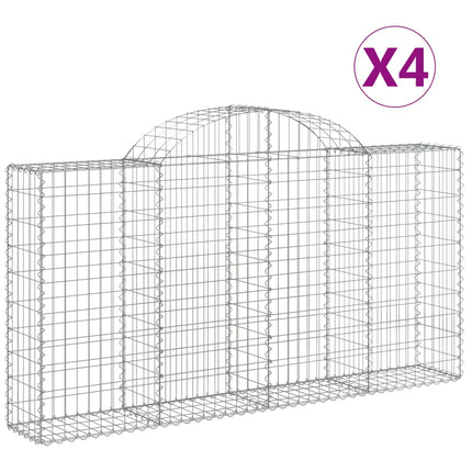 Gabioner bågformade 4 st 200x30x100/120 cm galvaniserat järn