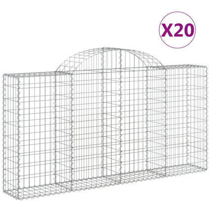 Gabioner bågformade 20 st 200x30x100/120 cm galvaniserat järn