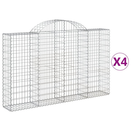 Gabioner bågformade 4 st 200x30x120/140 cm galvaniserat järn