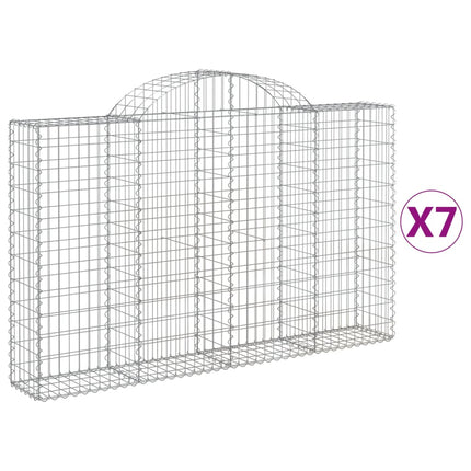 Gabioner bågformade 7 st 200x30x120/140 cm galvaniserat järn