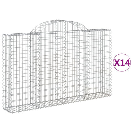 Gabioner bågformade 14 st 200x30x120/140 cm galvaniserat järn