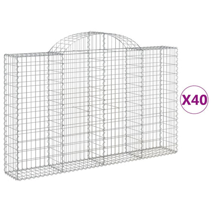 Gabioner bågformade 40 st 200x30x120/140 cm galvaniserat järn