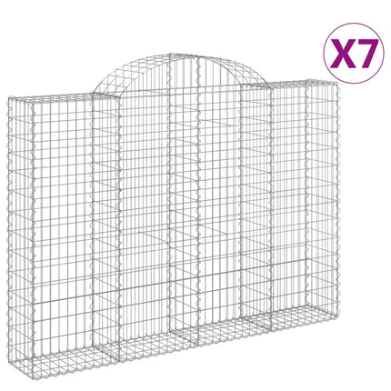 Gabioner bågformade 7 st 200x30x140/160 cm galvaniserat järn