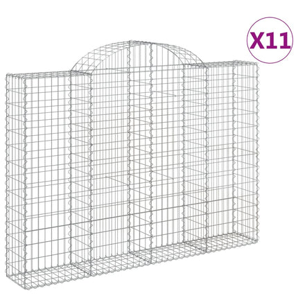 Gabioner bågformade 11 st 200x30x140/160 cm galvaniserat järn