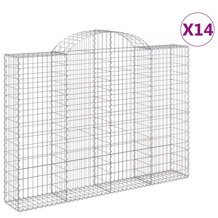 Gabioner bågformade 14 st 200x30x140/160 cm galvaniserat järn