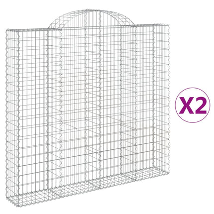 Gabioner bågformade 2 st 200x30x180/200 cm galvaniserat järn