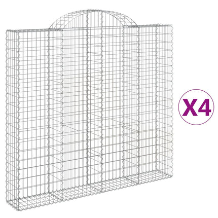 Gabioner bågformade 4 st 200x30x180/200 cm galvaniserat järn
