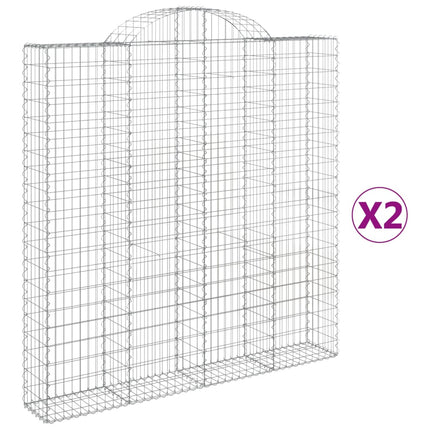 Gabioner bågformade 2 st 200x30x200/220 cm galvaniserat järn