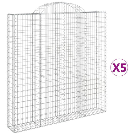 Gabioner bågformade 5 st 200x30x200/220 cm galvaniserat järn