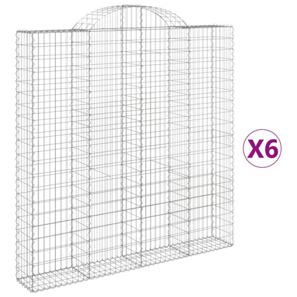 Gabioner bågformade 6 st 200x30x200/220 cm galvaniserat järn
