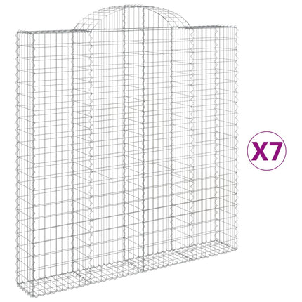 Gabioner bågformade 7 st 200x30x200/220 cm galvaniserat järn
