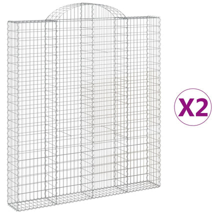Gabioner bågformade 2 st 200x30x220/240 cm galvaniserat järn