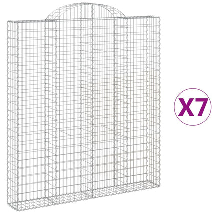 Gabioner bågformade 7 st 200x30x220/240 cm galvaniserat järn