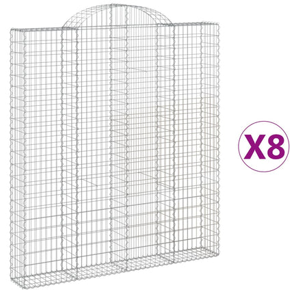 Gabioner bågformade 8 st 200x30x220/240 cm galvaniserat järn