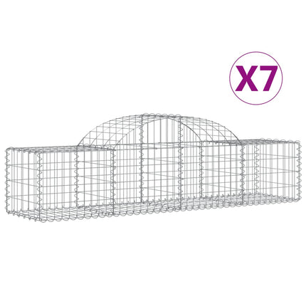 Gabioner bågformade 7 st 200x50x40/60 cm galvaniserat järn