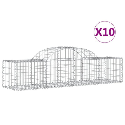 Gabioner bågformade 10 st 200x50x40/60 cm galvaniserat järn