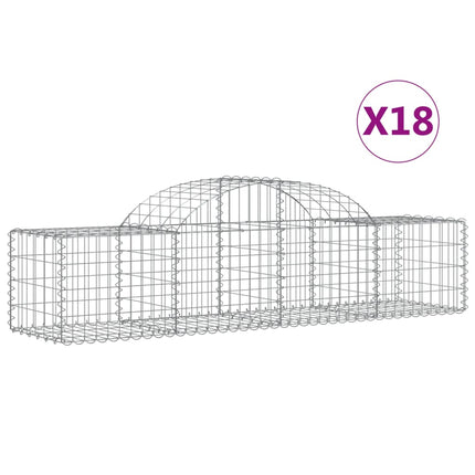 Gabioner bågformade 18 st 200x50x40/60 cm galvaniserat järn