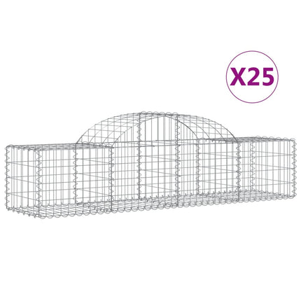 Gabioner bågformade 25 st 200x50x40/60 cm galvaniserat järn