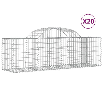 Gabioner bågformade 20 st 200x50x60/80 cm galvaniserat järn