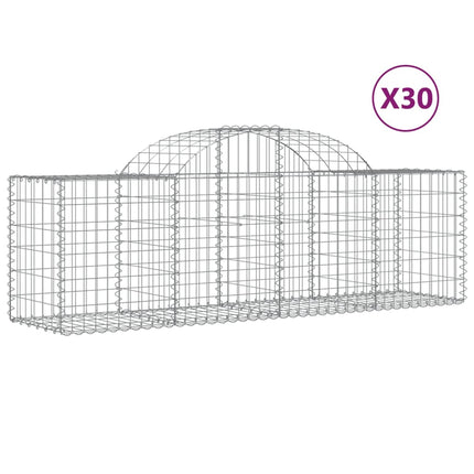 Gabioner bågformade 30 st 200x50x60/80 cm galvaniserat järn