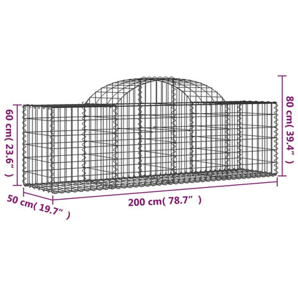 Gabioner bågformade 30 st 200x50x60/80 cm galvaniserat järn