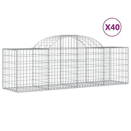 Gabioner bågformade 40 st 200x50x60/80 cm galvaniserat järn