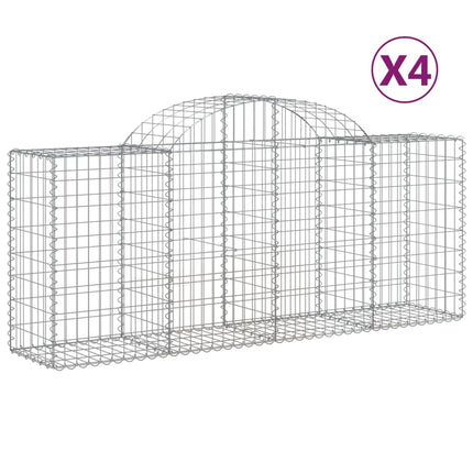 Gabioner bågformade 4 st 200x50x80/100 cm galvaniserat järn