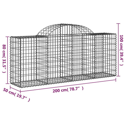Gabioner bågformade 11 st 200x50x80/100 cm galvaniserat järn