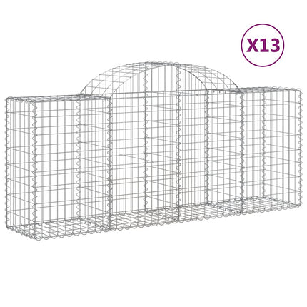 Gabioner bågformade 13 st 200x50x80/100 cm galvaniserat järn