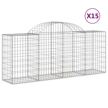 Gabioner bågformade 15 st 200x50x80/100 cm galvaniserat järn