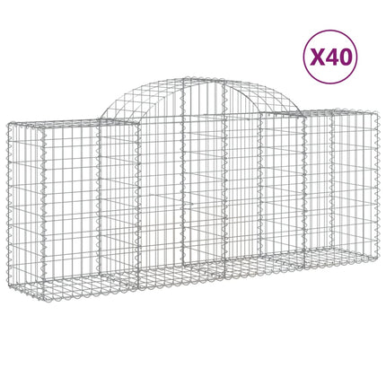 Gabioner bågformade 40 st 200x50x80/100 cm galvaniserat järn