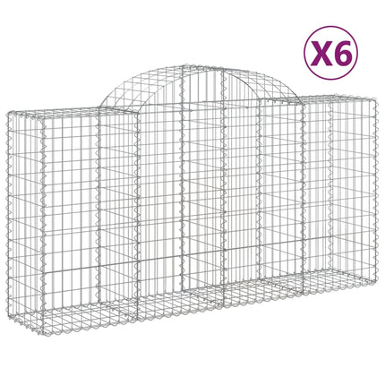 Gabioner bågformade 6 st 200x50x100/120 cm galvaniserat järn