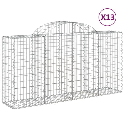 Gabioner bågformade 13 st 200x50x100/120 cm galvaniserat järn