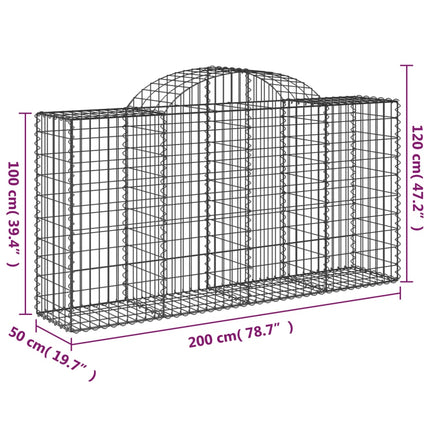 Gabioner bågformade 50 st 200x50x100/120 cm galvaniserat järn