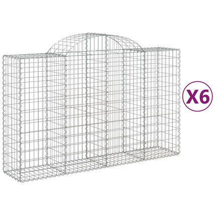 Gabioner bågformade 6 st 200x50x120/140 cm galvaniserat järn