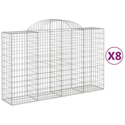 Gabioner bågformade 8 st 200x50x120/140 cm galvaniserat järn
