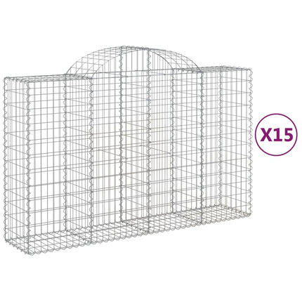 Gabioner bågformade 15 st 200x50x120/140 cm galvaniserat järn