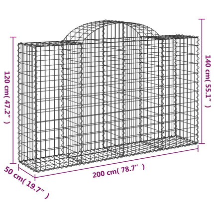 Gabioner bågformade 15 st 200x50x120/140 cm galvaniserat järn