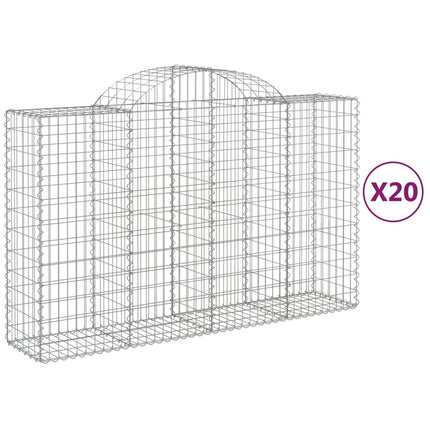 Gabioner bågformade 20 st 200x50x120/140 cm galvaniserat järn