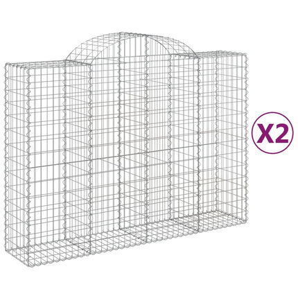 Gabioner bågformade 2 st 200x50x140/160 cm galvaniserat järn
