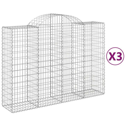 Gabioner bågformade 3 st 200x50x140/160 cm galvaniserat järn