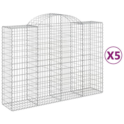 Gabioner bågformade 5 st 200x50x140/160 cm galvaniserat järn