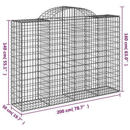 Gabioner bågformade 10 st 200x50x140/160 cm galvaniserat järn