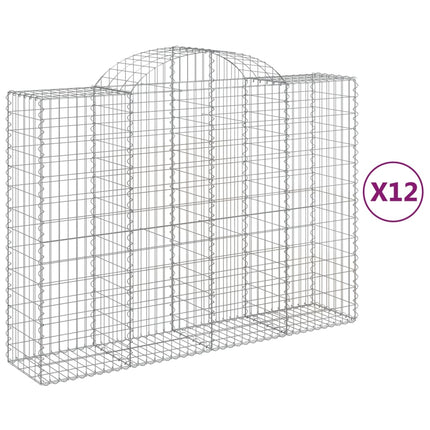 Gabioner bågformade 12 st 200x50x140/160 cm galvaniserat järn