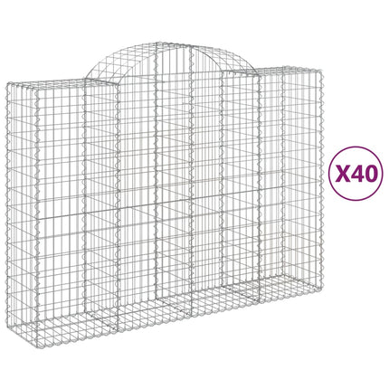 Gabioner bågformade 40 st 200x50x140/160 cm galvaniserat järn