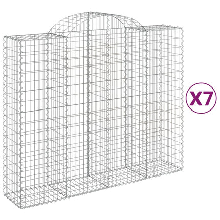 Gabioner bågformade 7 st 200x50x160/180 cm galvaniserat järn