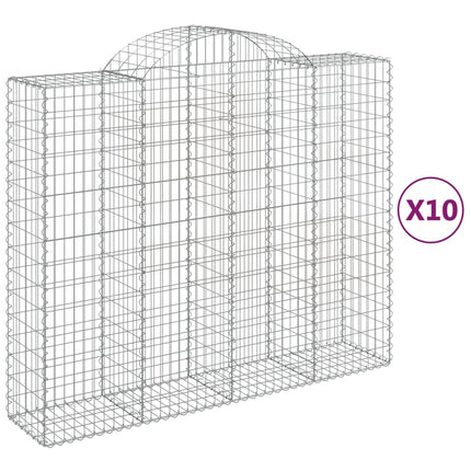 Gabioner bågformade 10 st 200x50x160/180 cm galvaniserat järn