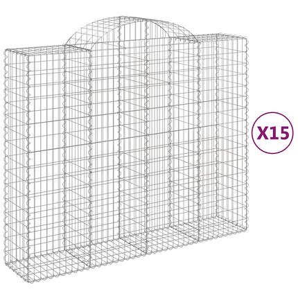 Gabioner bågformade 15 st 200x50x160/180 cm galvaniserat järn